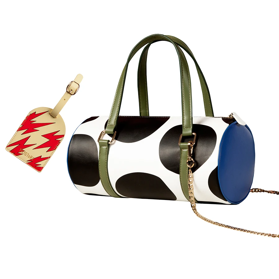 

YIZISTORE fashion PU leather printed classic chain barrel bags for women in 4 styles[FUN KIK]