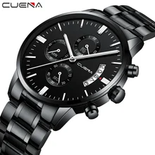 CUENA Men's Watches 30m Waterproof Black Stainless Steel Quartz Wrist Watches Men Fashion Watch 2018 Relogio Masculino Clock Man CUENA Men's Watches 30m Waterproof Black Stainless Steel Quartz Wrist Watches Men Fashion Watch 2018 Relogio Masculino Clock Man