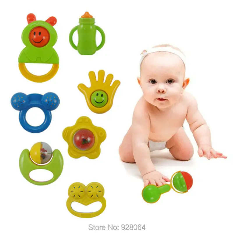 8pcs baby rattles 0 1 year old newborn teethers baby hand rattles Intelligence baby toys for