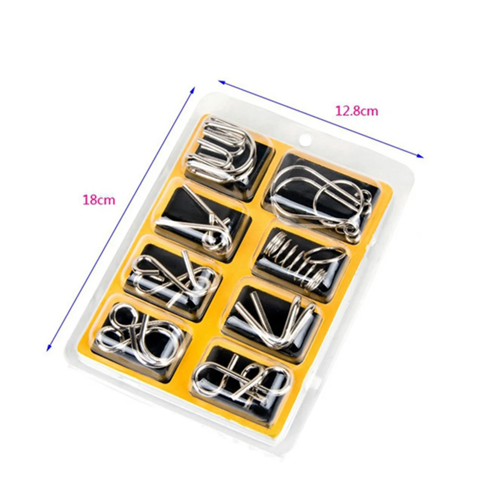 8pcs/set Metal Wire Puzzle IQ Mind Brain Teaser Hand Spinner Puzzle Game For Adult & Kid Eeducational Learning Toy Drop Shipping