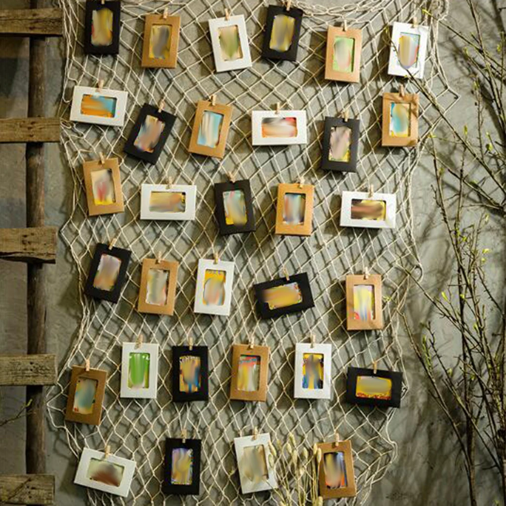 Creative Hanging Photo Display Photo Frame DIY Fishing Net Wall Art Picture Holder With Paper Picture Frame Clips Nails
