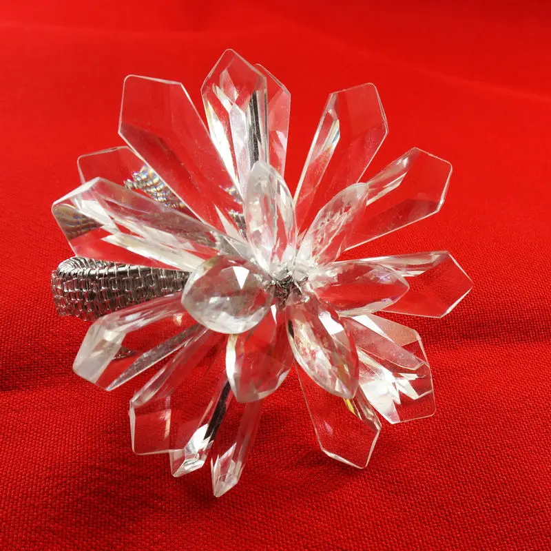 qn16022510 bulk wholesale napkin rings clear acrylic flower, decoration