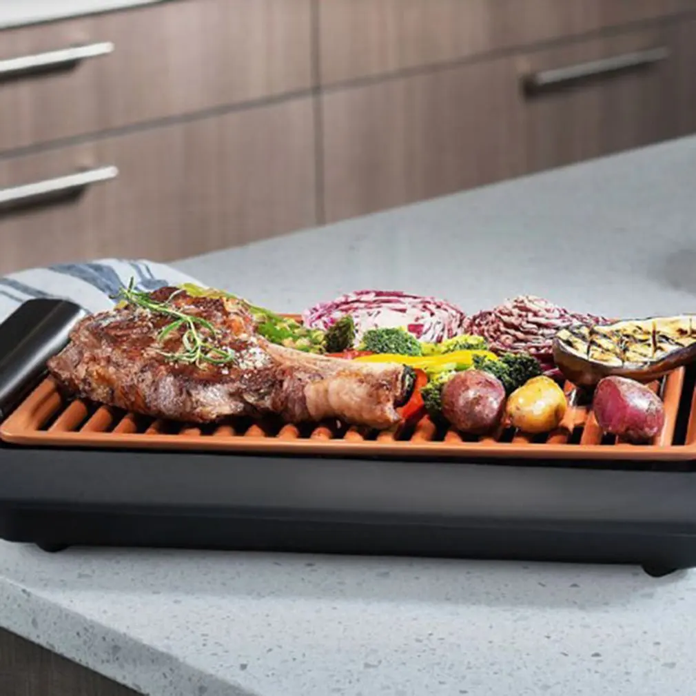 Non-Stick Durable Electrothermal barbecue plate Fast BBQ Smokeless Grill With Temperature Dial Heated Grilling Grate