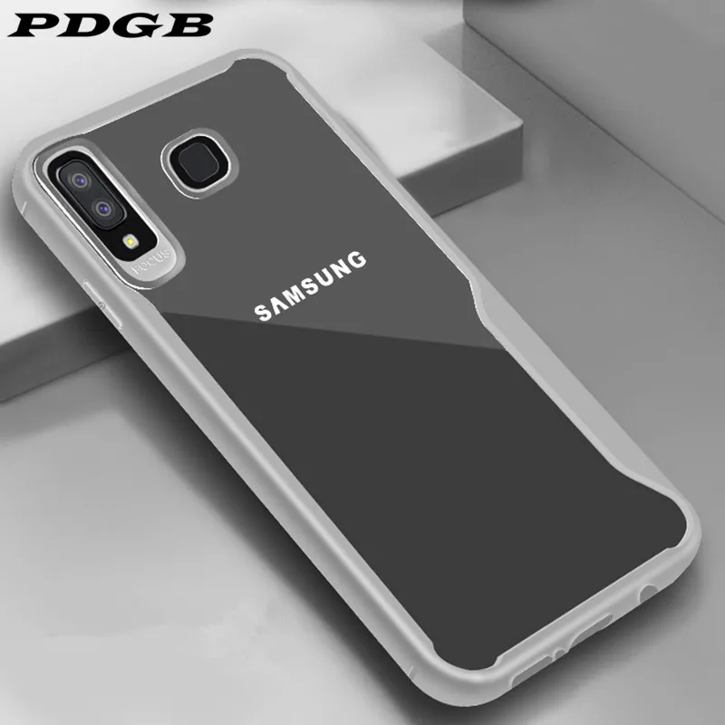 Pdgb прочный прозрачный ТПУ чехол для samsung Galaxy M10 M20 A10 A30 A50 A750 A6 A7 A8 плюс 2018 J4 J6 S10 Lite