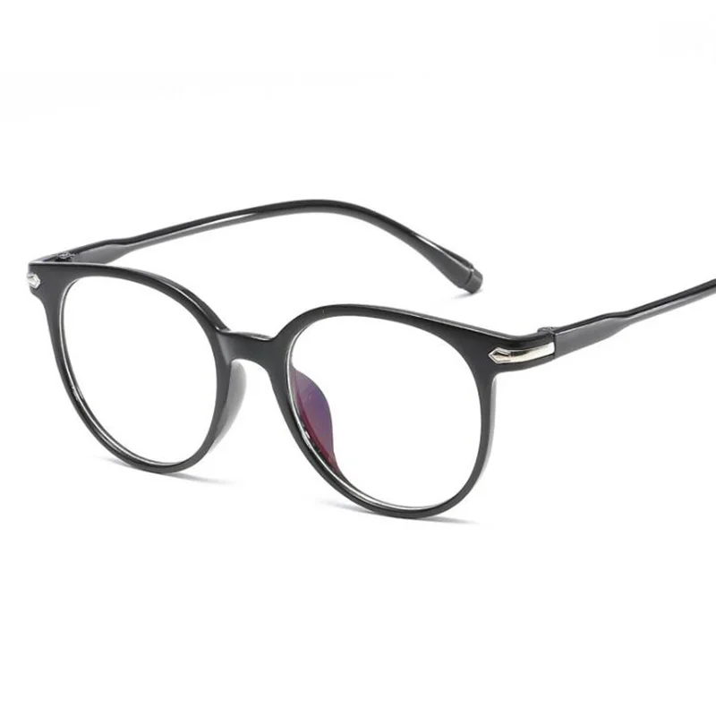 Новые анти-синие круглые очки анти-радиационные очки оправа прозрачные ретро старинные очки оправа женские очки оправа - Цвет оправы: bright black