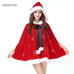 LANSHITINA/один размер Новый год Рождественский костюм для Для женщин взрослых красные пикантные Клаус платье нарядное платье + галстук