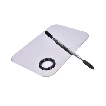 

Makeup Palette Clear Stainless Nail Stamping Plates Polish Gel Mixing Spatula Foundation Eyeshadow Stainless Steel Rod