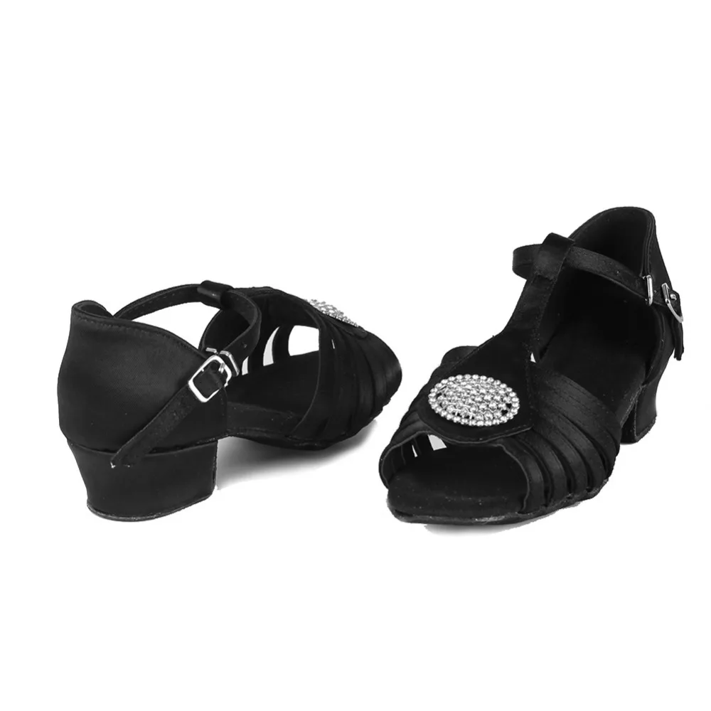 Детская обувь для латинских танцев; обувь для сальсы; Обувь для бальных танцев со стразами и Танго; обувь для женщин и девочек на каблуке 3,5 см