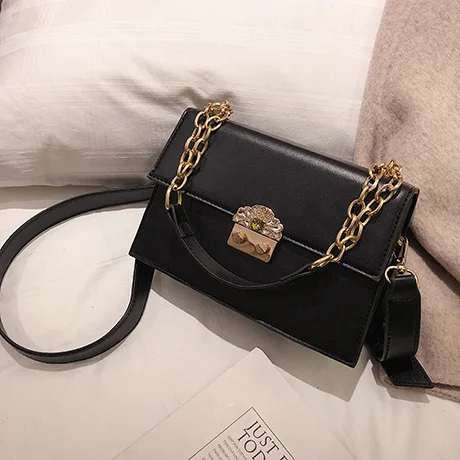 Роскошная сумка с блестками, сумка-тоут, модная новинка, качественная женская дизайнерская сумка из искусственной кожи, сумка-мессенджер с цепочкой - Цвет: black