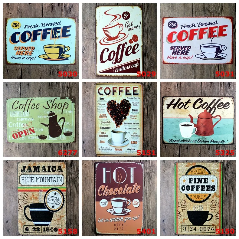 

EW! 3pcs/lot Vintage Style Coffee & Pub Tin Sign 20x30cm Retro Metal Paintings Tin Sign Wall Decor Picture Metal Craft Sign