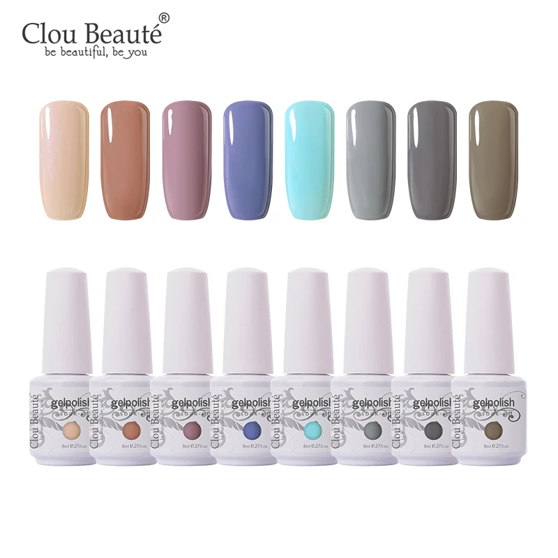 Набор гелевых лаков Clou Beaute 8 шт., полуперманентный Гель-лак для маникюра, гибридный гвоздь, Гель-лак 8 мл - Цвет: 8ml-8pcs-ZH15