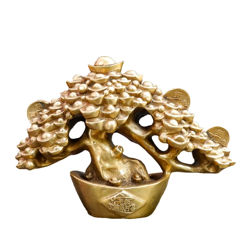 SHUN медное денежное дерево Yuanbao Lucky tree Shop Украшение для гостиной открытое