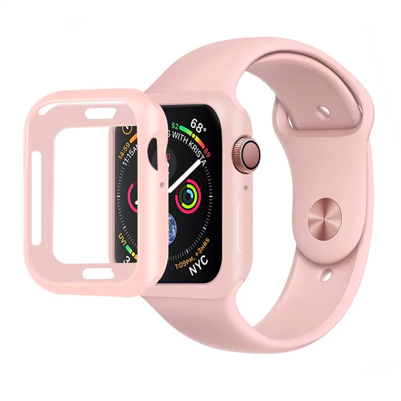 Чехол серии 3 42 мм 38 мм для Apple Watch Series 4 40 мм 44 мм чехол-протектор Ультратонкий Мягкий силиконовый защитный чехол для iWatch - Цвет: pink 40mm