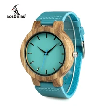 BOBO BIRD Lovers’ Watches Women Wooden Men Watch Turquoise Blue Timepieces in Gift Box Relogio Masculino Drop Shipping W-C28