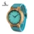BOBO BIRD WC28 pulseira de couro azul masculina, relógio antigos de madeira com display analógico azul, relógios de madeira em caixa de presente