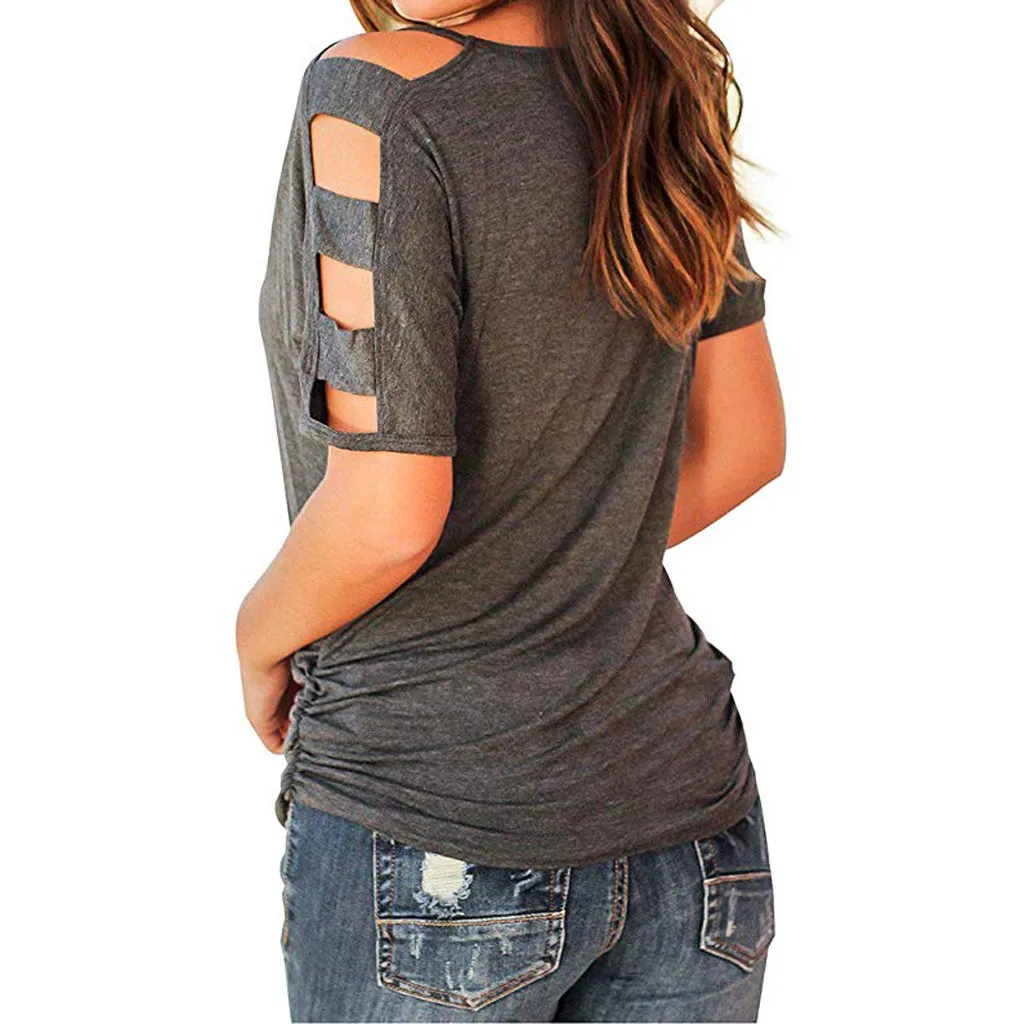 Футболка женская с круглым вырезом повседневный Топ без бретелек коротким