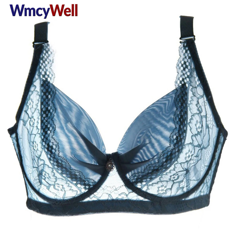 WmcyWell Ladies Ultra thin Underwire Large Size Sexy Lace Push Up
