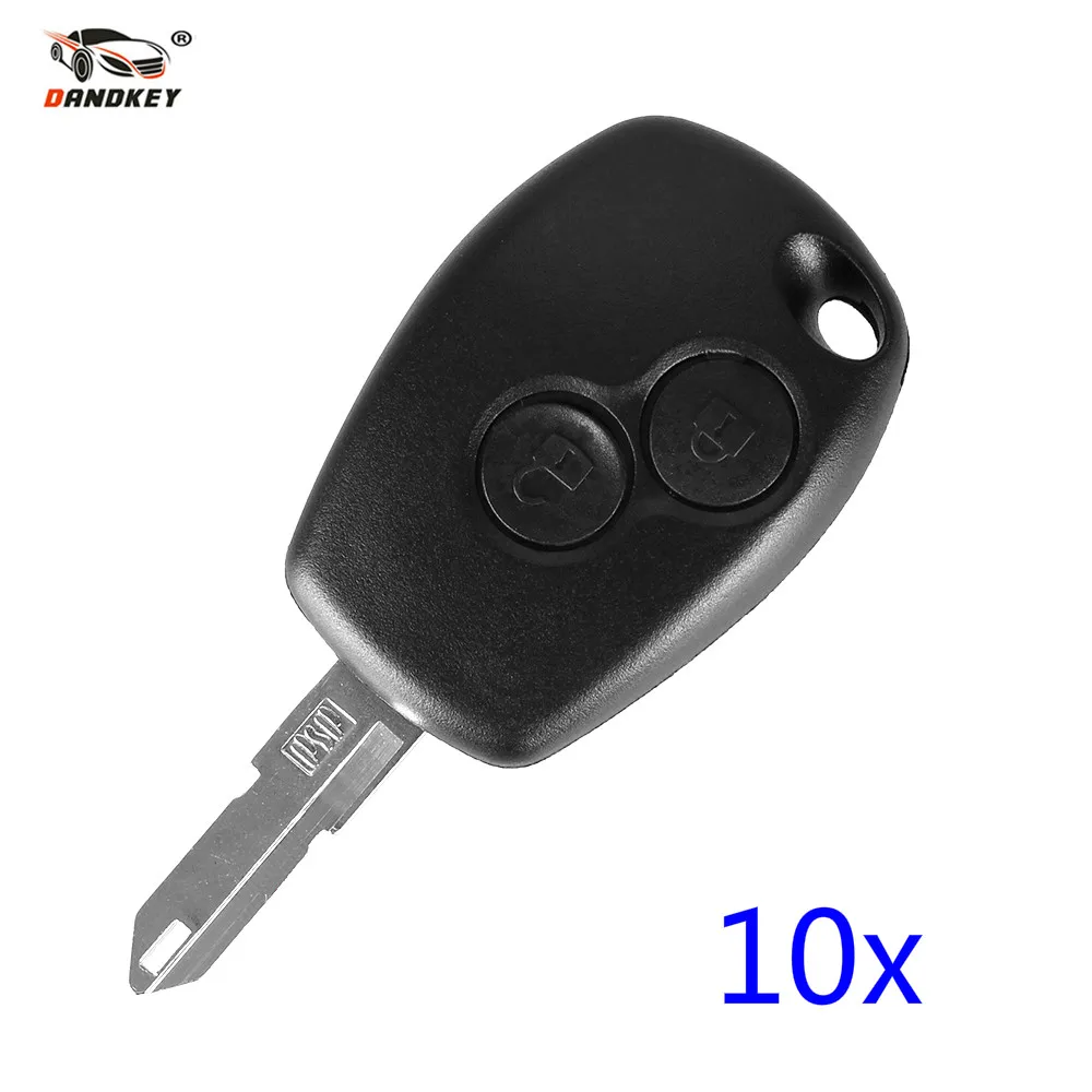 DANDKEY 10x дистанционный Автомобильный ключ оболочки 2 кнопки для Renault Megan Modus Clio Modus Kangoo Logan Sandero Duster сигнализация левое лезвие