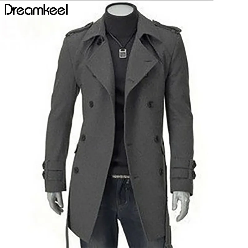 Зимнее модное мужское длинное пальто, однотонная двубортная верхняя одежда, Мужское пальто, двубортное Мужское пальто Y1