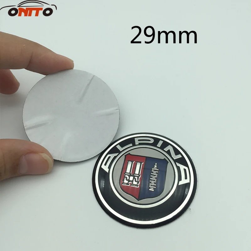 

Hot selling 1pcs 29mm Multimedia Audio Control Button Labeled Car Sticker Emblem Auto Badge Decal Alpina Logo for bmw styling