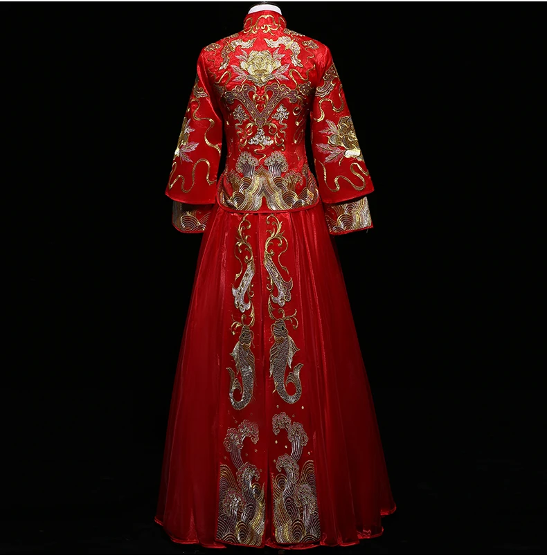Одежда xiuhe невесты 2019 Новый китайский стиль Винтаж свадебное платье qipao дракон феникс cheongsam