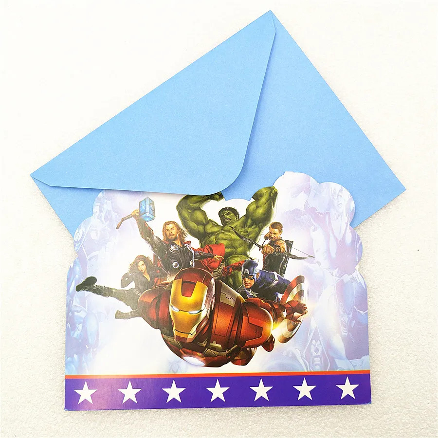 6 шт. конверты для приглашений в виде Мстителей, вечерние конверты для детей, праздничные сувениры для дня рождения