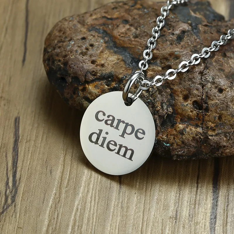 Carpe Diem диск кулон ожерелье для мужчин нержавеющая сталь Тон ожерелья латинский