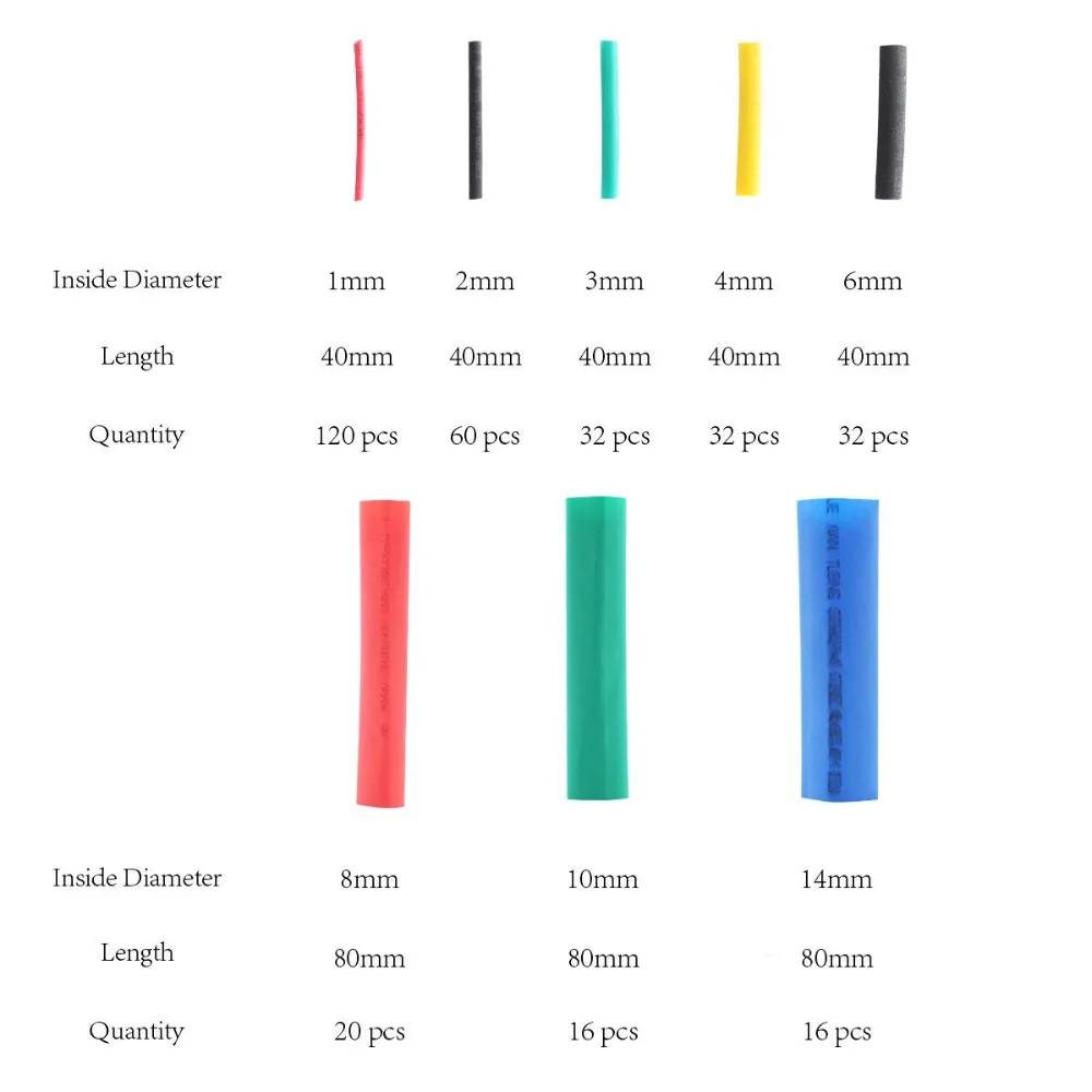 Термоусадочная трубка, 328 шт., термооболочка, автомобильный электрический кабель, набор трубок, термоусадочная трубка, обёрточная муфта, ассорти