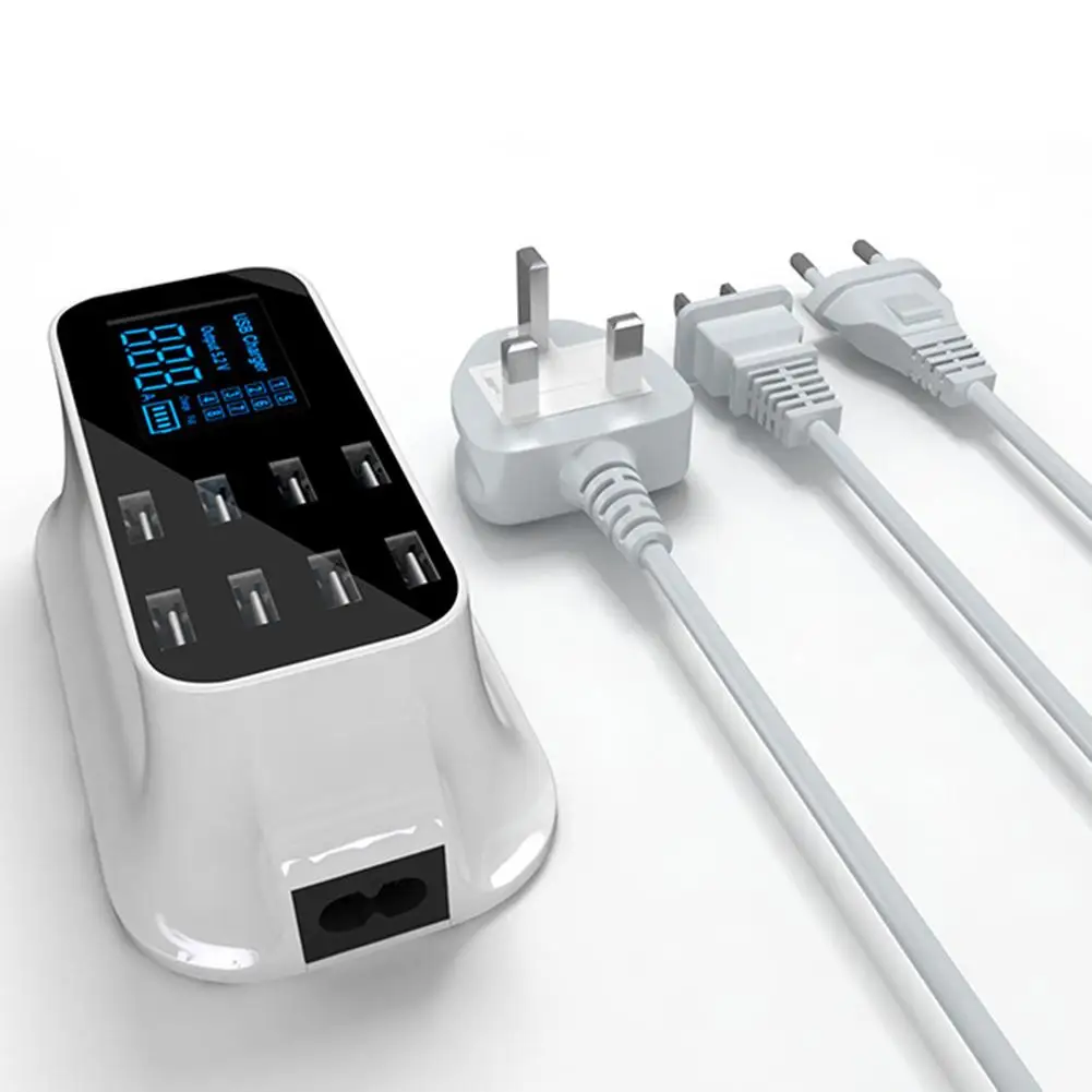 

40W Desktop 8 USB Ports LCD Display Fast Charging Station Dock Charger Adapter LCD Display Fast Charging