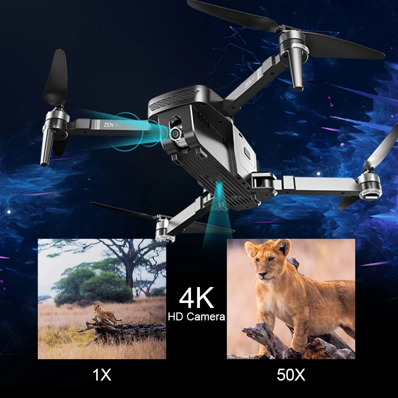 Visuo ZEN K1 gps Дрон с двойной камерой 4K 50 раз зум 5G WiFi FPV оптический поток бесщеточный Радиоуправляемый квадрокоптер Вертолет игрушки VS F11