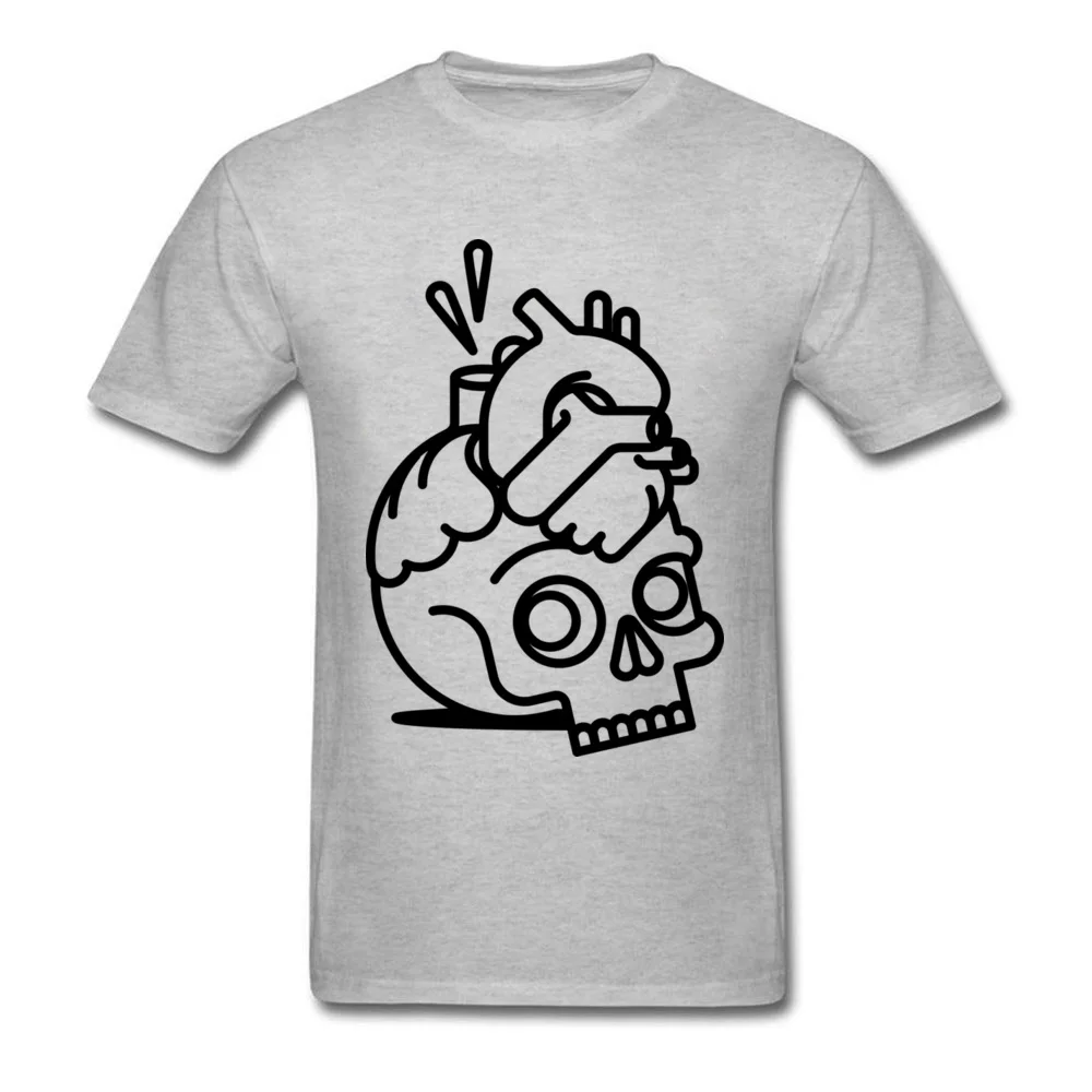 Skull Heart Men On Sale Group Tops T Shirt O Neck Lovers Day All Cotton T-shirts Casual Short Sleeve Sweatshirts Skull Heart grey