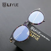 Прозрачные очки в круглой оправе модные рецепт оправы для глаз ацетатные оптические оправы очки при близорукости для женщин компьютерные очки 11