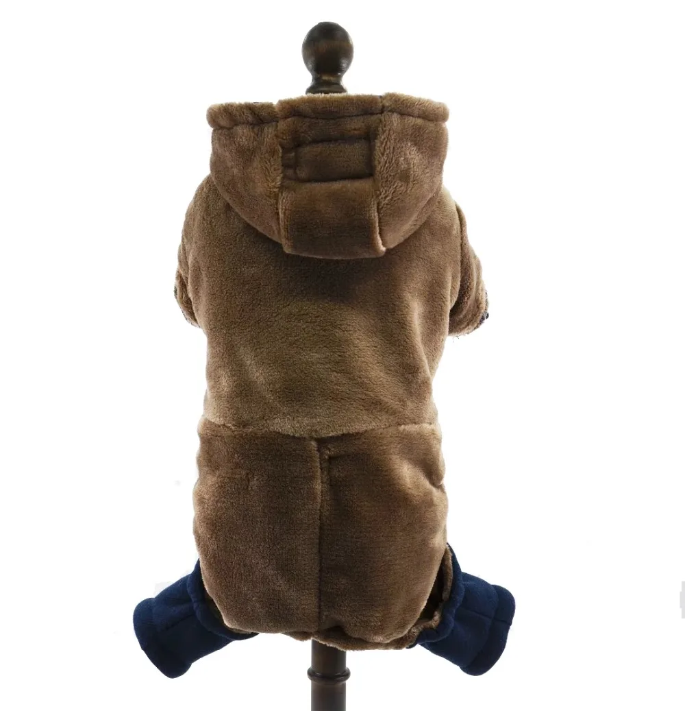 Теплые зимние комбинезоны для собак в полоску с хлопковой подкладкой, флисовая одежда для собак, карманный комбинезон для животных для чихуахуа йоркширского терьера