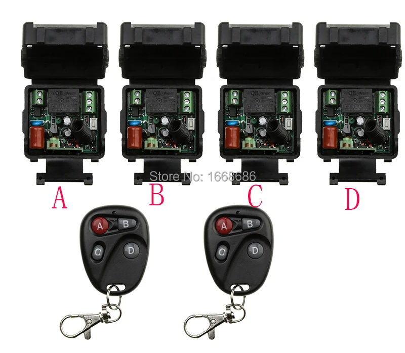 

NEW AC220V 1CH Wireless Power Switch System teleswitch 4* Receiver&2*Transmitter Remote Controller 10A output state is adjusted
