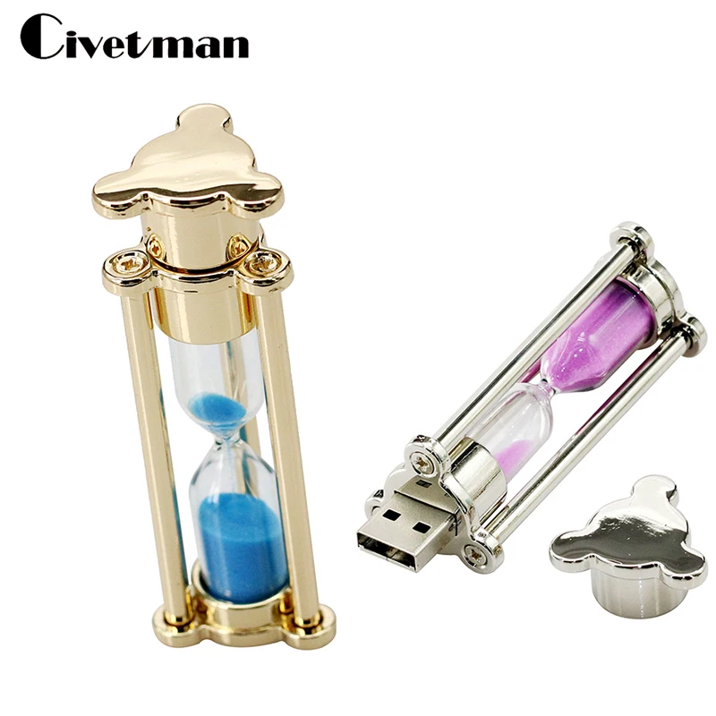  USB Memory Hourglass USB Flash Drives 4GB 8GB 16GB 32GB USB 2.0 Sand Glass Bottle Flash Disk Stick 