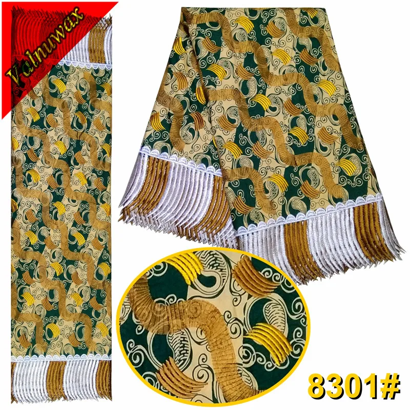 

Valuwax New Design ployester Embroidery Ankara African Wax Print Lace Fabric With 6 Yards For Sewing /QD8301#