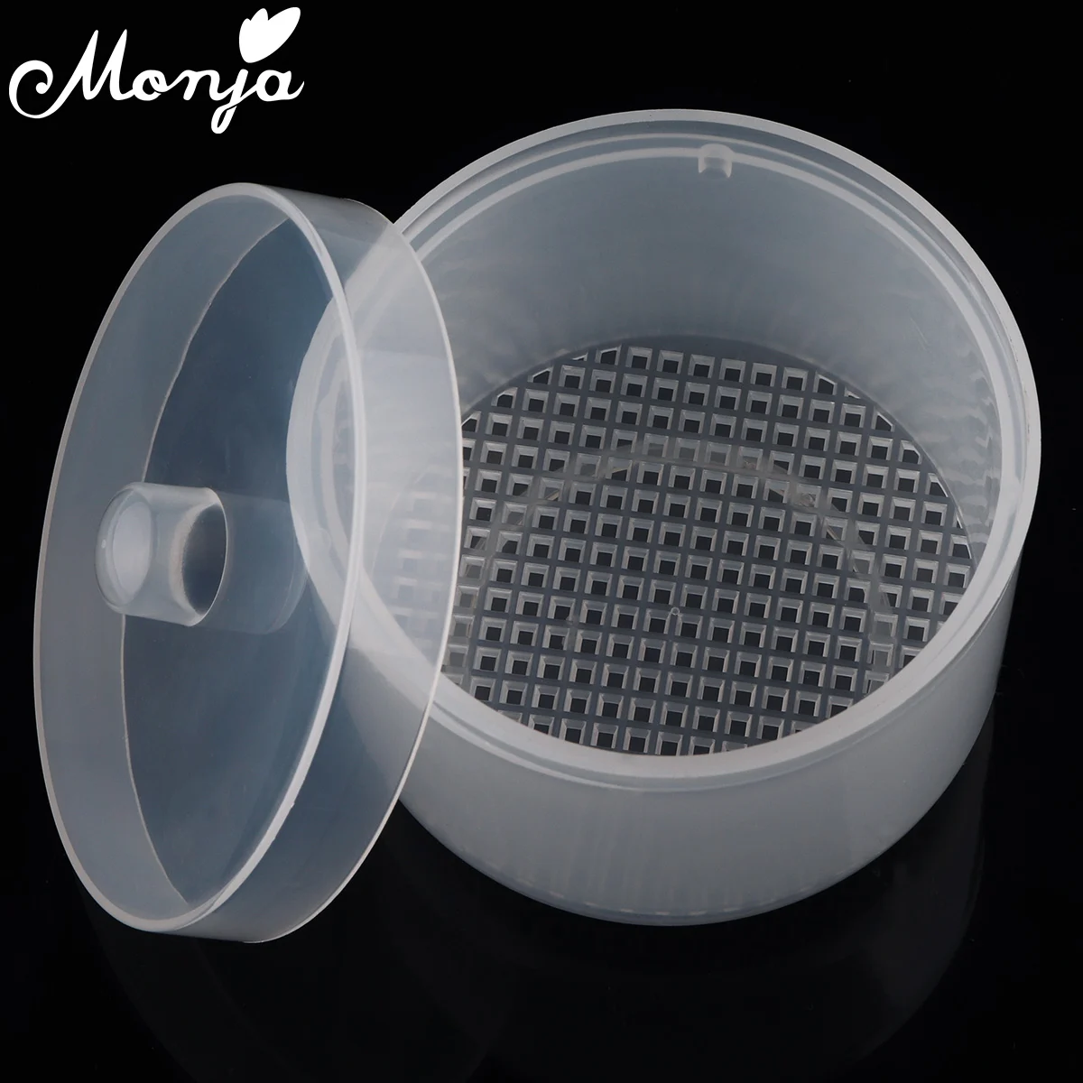 Monja, 4 цвета, для дизайна ногтей, съемные самоосушающиеся сверла, чистящая коробка для дезинфекции, круглый чехол для хранения, инструмент для маникюра - Цвет: transparent