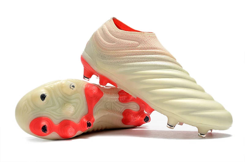 Newest Release ZUSA COPA 19+ FG OFF White Solar Red Football Boots 2019 Soccer Cleats Mens Soccer Shoes