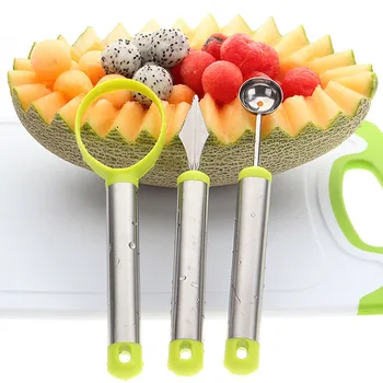 

Department Store Watermelon Spoon Three-piece Fruits Assorted Cold Dishes Tool Suit Carving Knife Scoop