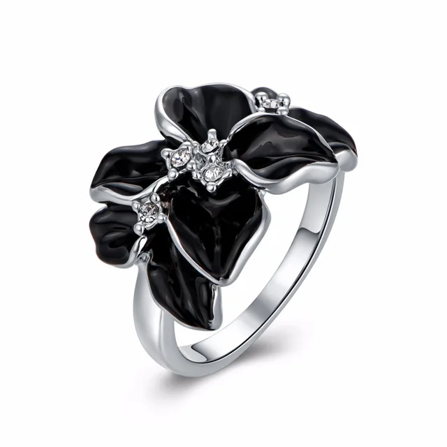 fashion silver color enamel and crystal flower wedding ringfashion fairy ring for girls - Flower Wedding Rings fashion silver color enamel and crystal flower wedding ringfashion fairy ring for girls - Flower Wedding Rings