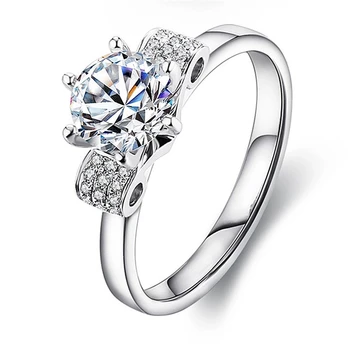 

Glorious Female Ring 0.6Ct Diamonds Promise Ring 925 Sterling Silver Ring White Gold Color Florid Jewelry