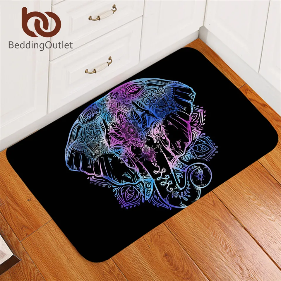 Beddingoutlet Elephant Bath Rugs Nonslip Animal Bohemian Door Carpet