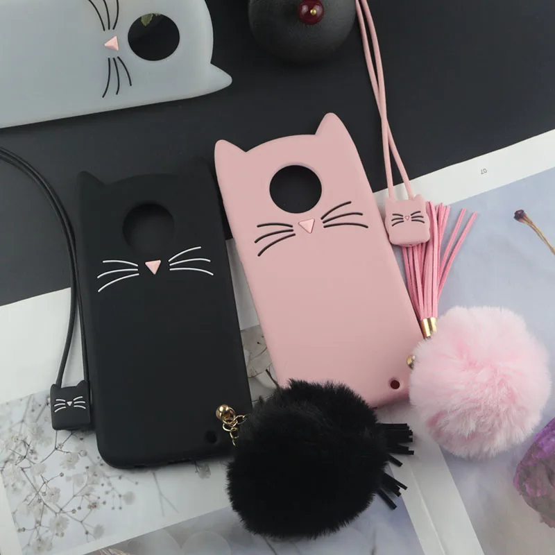 

Cute 3D Cartoon Silicon Case for Motorola Moto G6 5.7in Cases Japan Glitter Beard Cat Lovely Ears Kitty Phone Cover G6 Plus Play