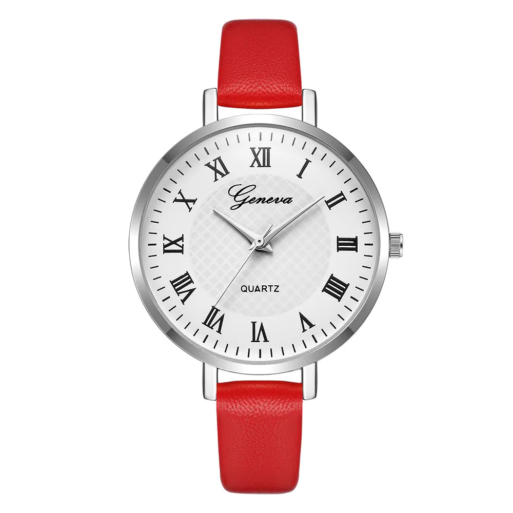 Повседневные женские часы с кожаным ремешком, аналоговые кварцевые женские часы с круглым циферблатом, водонепроницаемые женские часы под платье, женские часы, подарок, Relojes# W - Цвет: Red