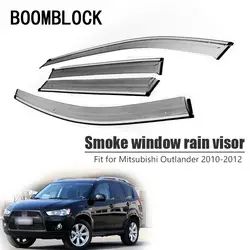 BOOMBLOCK 4 шт. для Mitsubishi Outlander 2 2010 2011 2012 автомобиль ветер отражатель солнце гвардии Дождь Ветер козырек Крышка Trim аксессуары