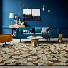 Роскошный, в американском стиле натуральный коричневый яловой ковер пэтчворк, большой размер молочная корова кожа мех треугольники ковер для гостиной