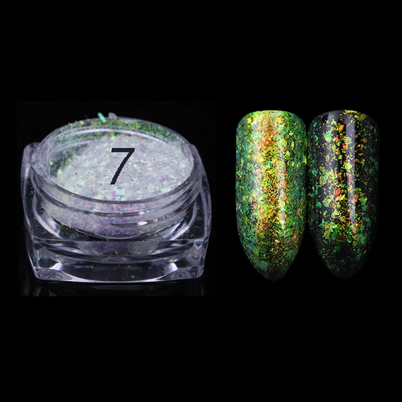 1 Set 12 Color Chameleon Flakes Pigment Nail Sequins Glitter Dust Dazzling Transparent Flake Powder Nails Glitter Flake Glitter
