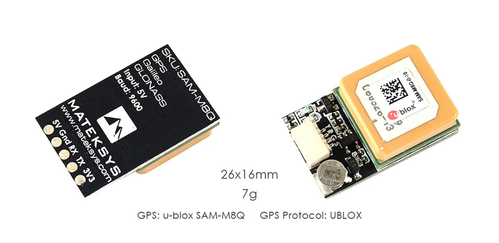 

Matek Systems Ublox SAM-M8Q GPS Module Support GLONASS Galileo QZSS SBAS for RC Drone FPV Racing