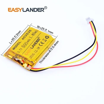 

602535 3.7V 500mAh Rechargeable Li-Polymer Li-ion Battery For MP3 MP4 GPS Bluetooth small stereo bluetooth DVR 062535 602436