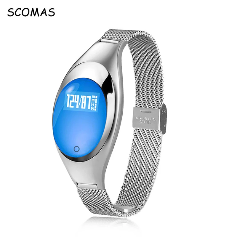 SCOMAS Women Fashion Smart font b Watch b font With Blood Pressure Heart Rate Monitor Pedometer
